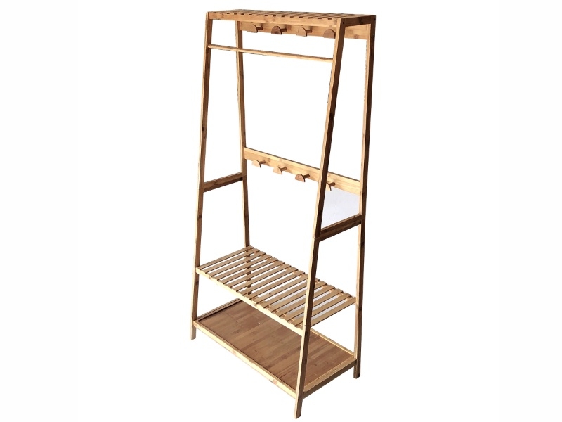 Exquisite KD Bamboo Garment Rack with Storage Shelves - Eco-friendly Multi-functional Wardrobe  Introduction
